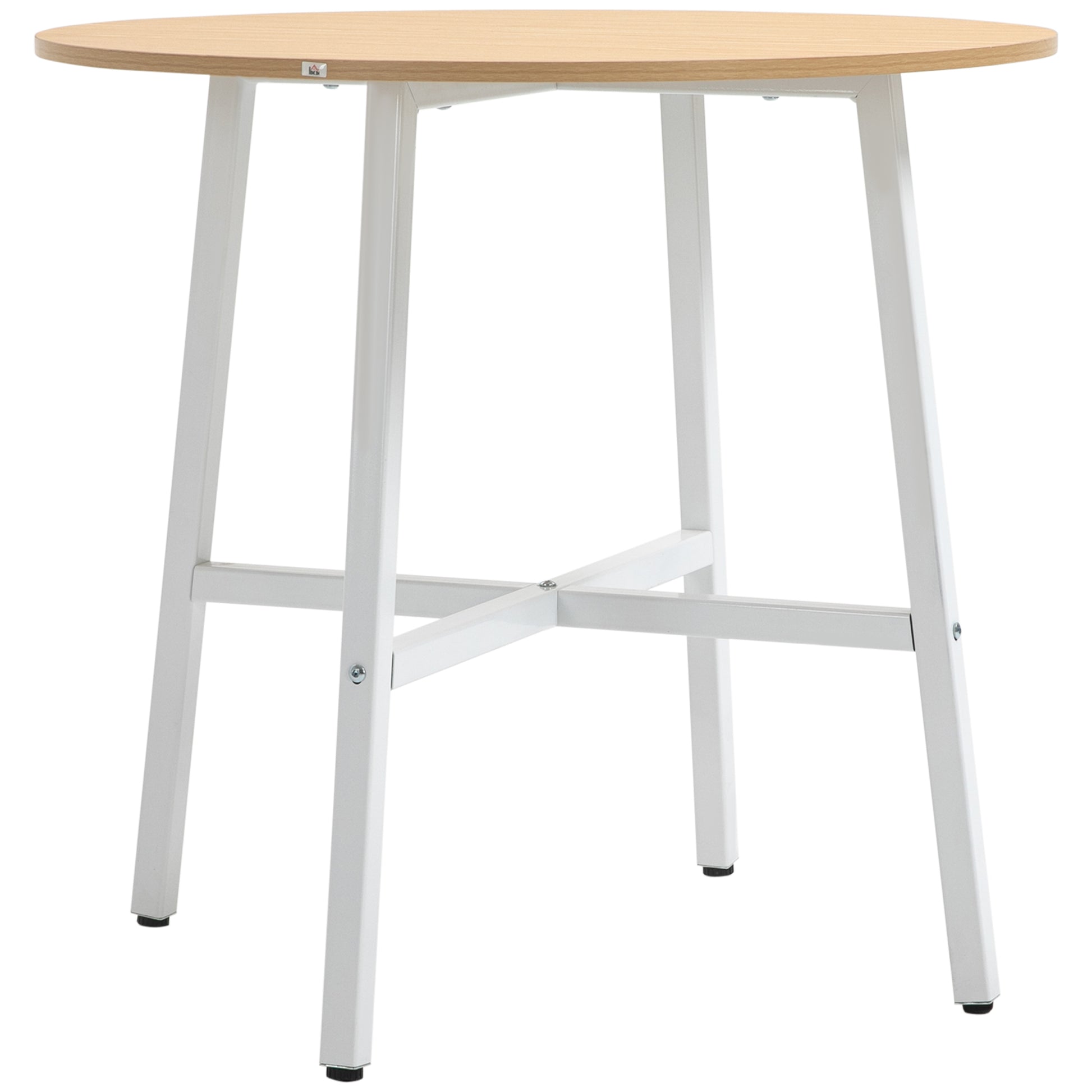 Dining Table Kitchen Table for 4 Persons, Living Room Table in Modern Design for Dining Room, Kitchen, Steel, Natural Wood, 80 x 80 x 76 cm
