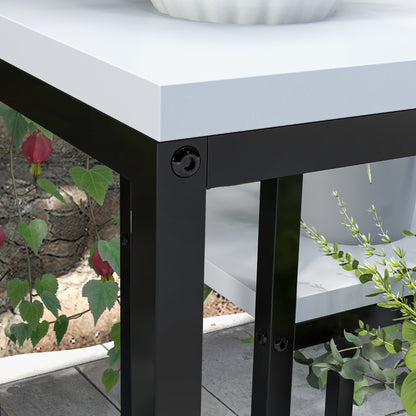 Plant Stand Steel, Flower Rack, Plant Shelf Flower Stairs with 4 Levels, Flower Stand, Plant Stand for Garden, Balcony, White, 34 x 34 x 70 cm