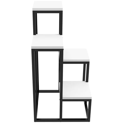Plant Stand Steel, Flower Rack, Plant Shelf Flower Stairs with 4 Levels, Flower Stand, Plant Stand for Garden, Balcony, White, 34 x 34 x 70 cm