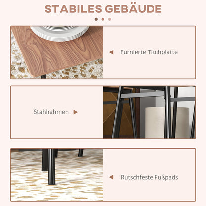 Dining Set Dining Table with 4 Chairs, Storage Shelf, Space-Saving Dining Group in Country Style Seating for Dining Room, Kitchen Teak