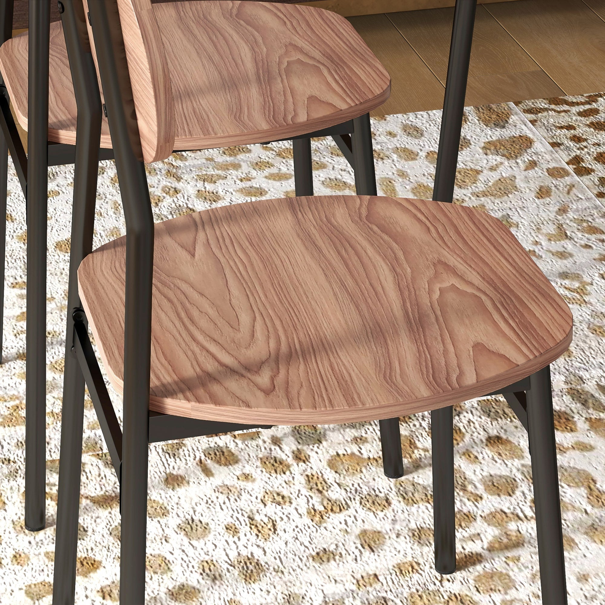 Dining Set Dining Table with 4 Chairs, Storage Shelf, Space-Saving Dining Group in Country Style Seating for Dining Room, Kitchen Teak