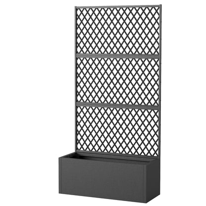 Metal Planter Box with Trellis, 35.4 x 14.8 x 70.9 in — Black