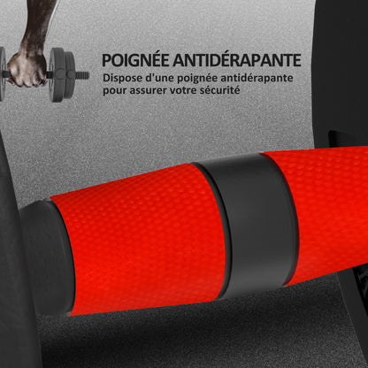 Short Dumbbell Set Total 15 Kg 2 in 1 Adjustable Weight - Bars Included - Muscle Training & Weightlifting - HDPE Black Red