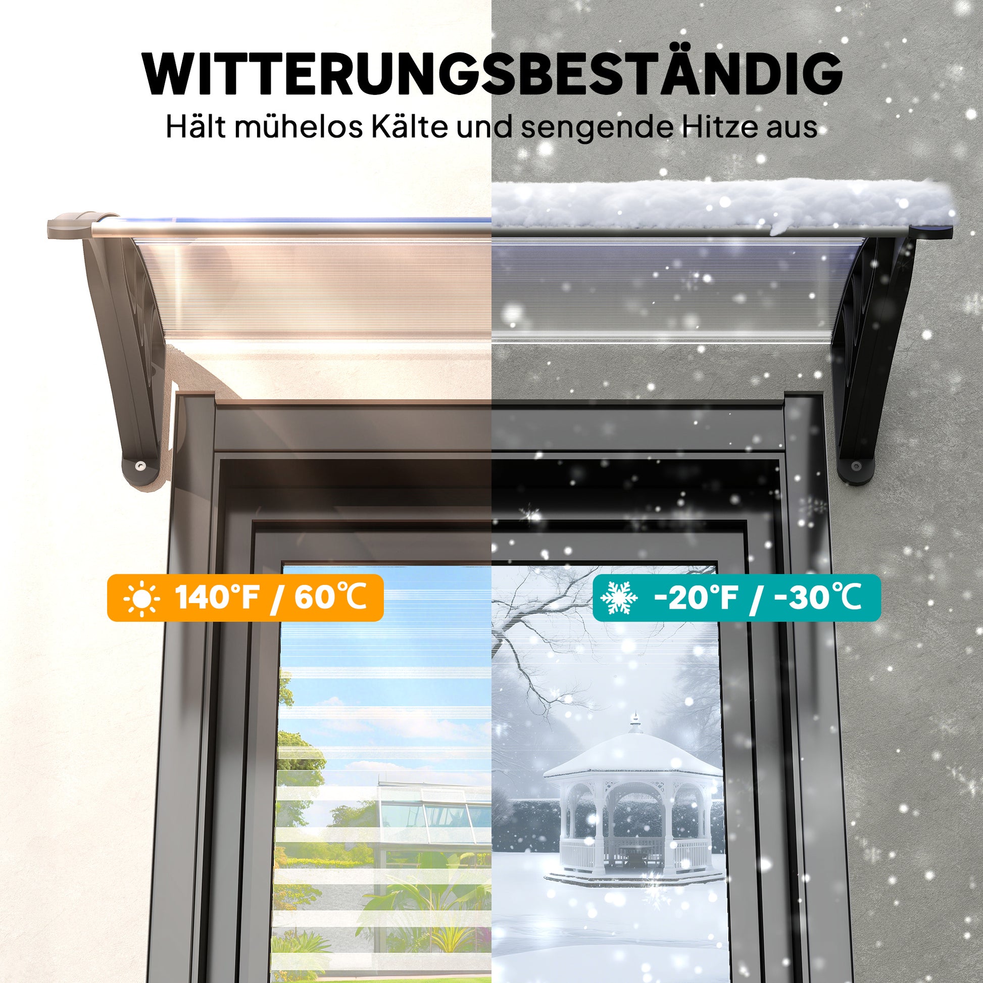 Door Canopy Front Door Canopy 100 x 75 cm Lean-to Canopy Polycarbonate Transparent