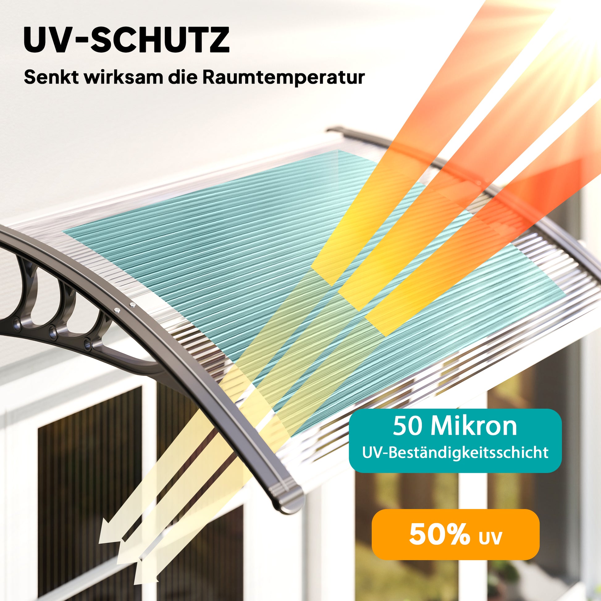 Door Canopy Front Door Canopy 100 x 75 cm Lean-to Canopy Polycarbonate Transparent