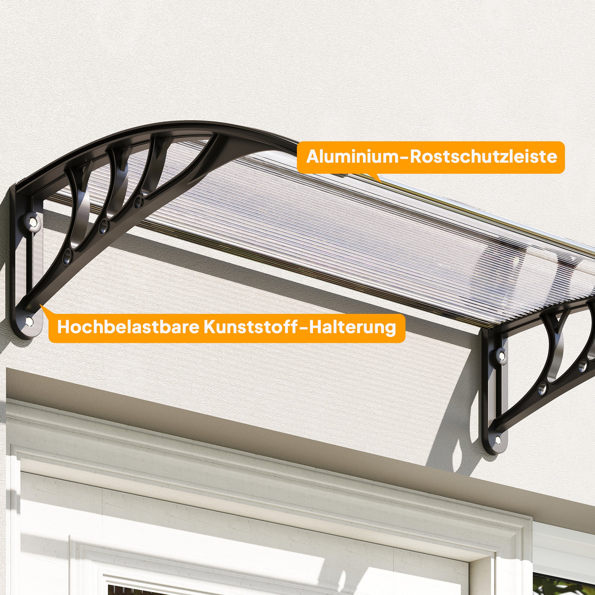 Door Canopy Front Door Canopy 100 x 75 cm Lean-to Canopy Polycarbonate Transparent