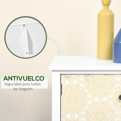 Bedroom Dresser with 2 Drawers and 3 Patterned Front Compartment with Vintage Handles Dresser for Living Room Office 68x34x80 cm Multicolor