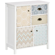 Bedroom Dresser with 2 Drawers and 3 Patterned Front Compartment with Vintage Handles Dresser for Living Room Office 68x34x80 cm Multicolor