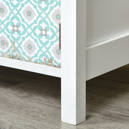 Bedroom Dresser with 2 Drawers and 3 Patterned Front Compartment with Vintage Handles Dresser for Living Room Office 68x34x80 cm Multicolor