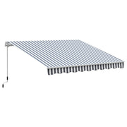 Awning Retractable Sunshade Hand Crank Balcony Aluminum Grey White 2.95 x 2.45 m