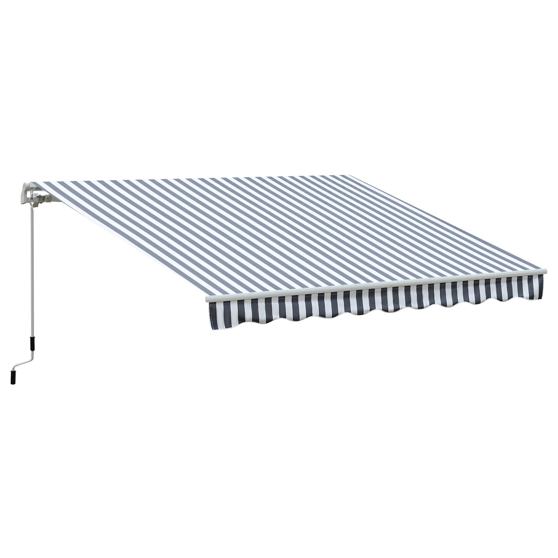 Awning Retractable Sunshade Hand Crank Balcony Aluminum Grey White 2.95 x 2.45 m