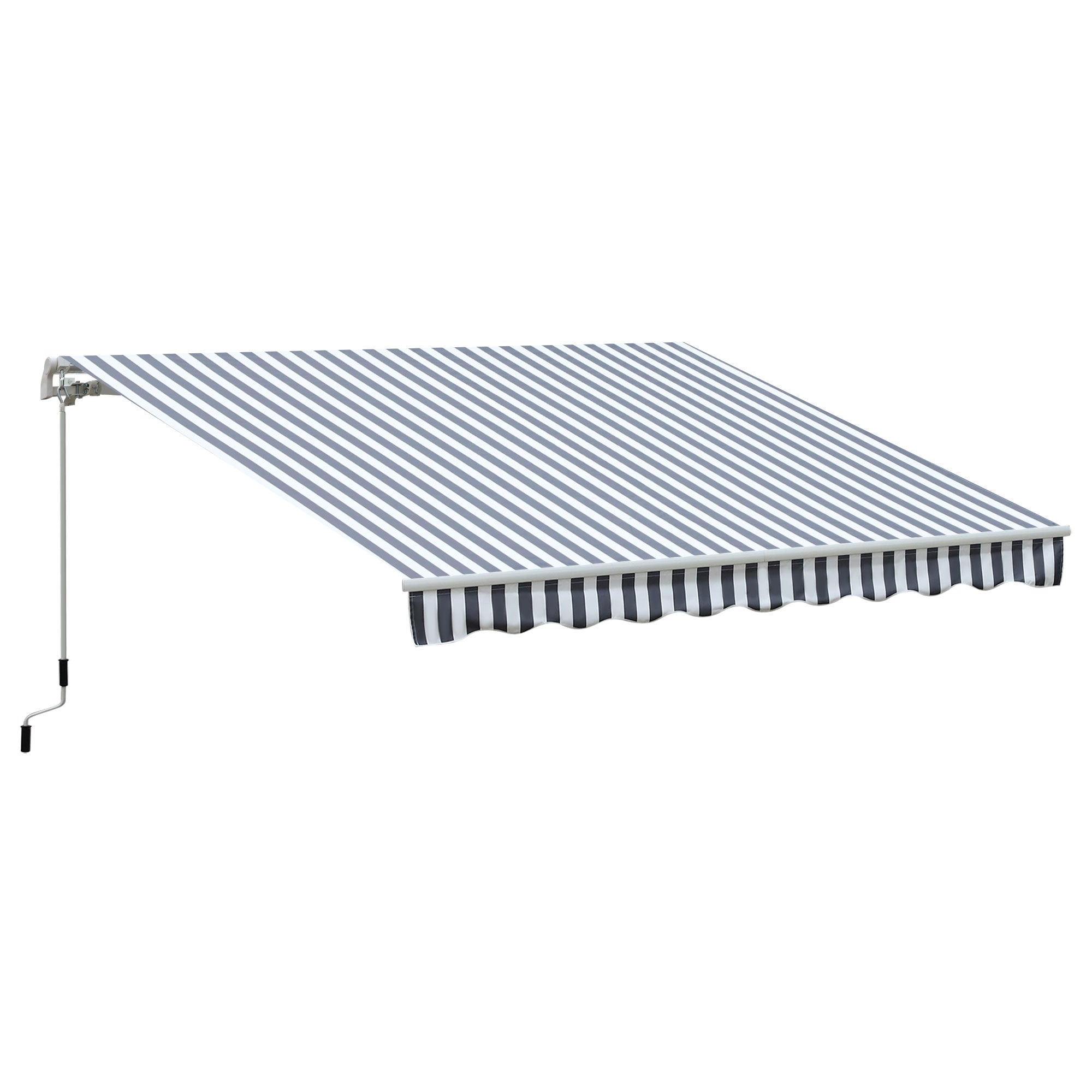 Awning Retractable Sunshade Hand Crank Balcony Aluminum Grey White 2.95 x 2.45 m