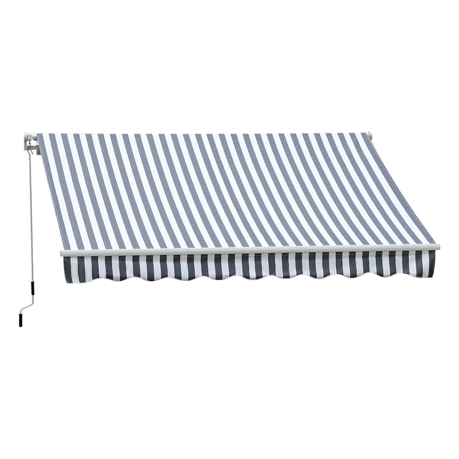 Awning Retractable Sunshade Hand Crank Balcony Aluminum Grey White 2.95 x 2.45 m