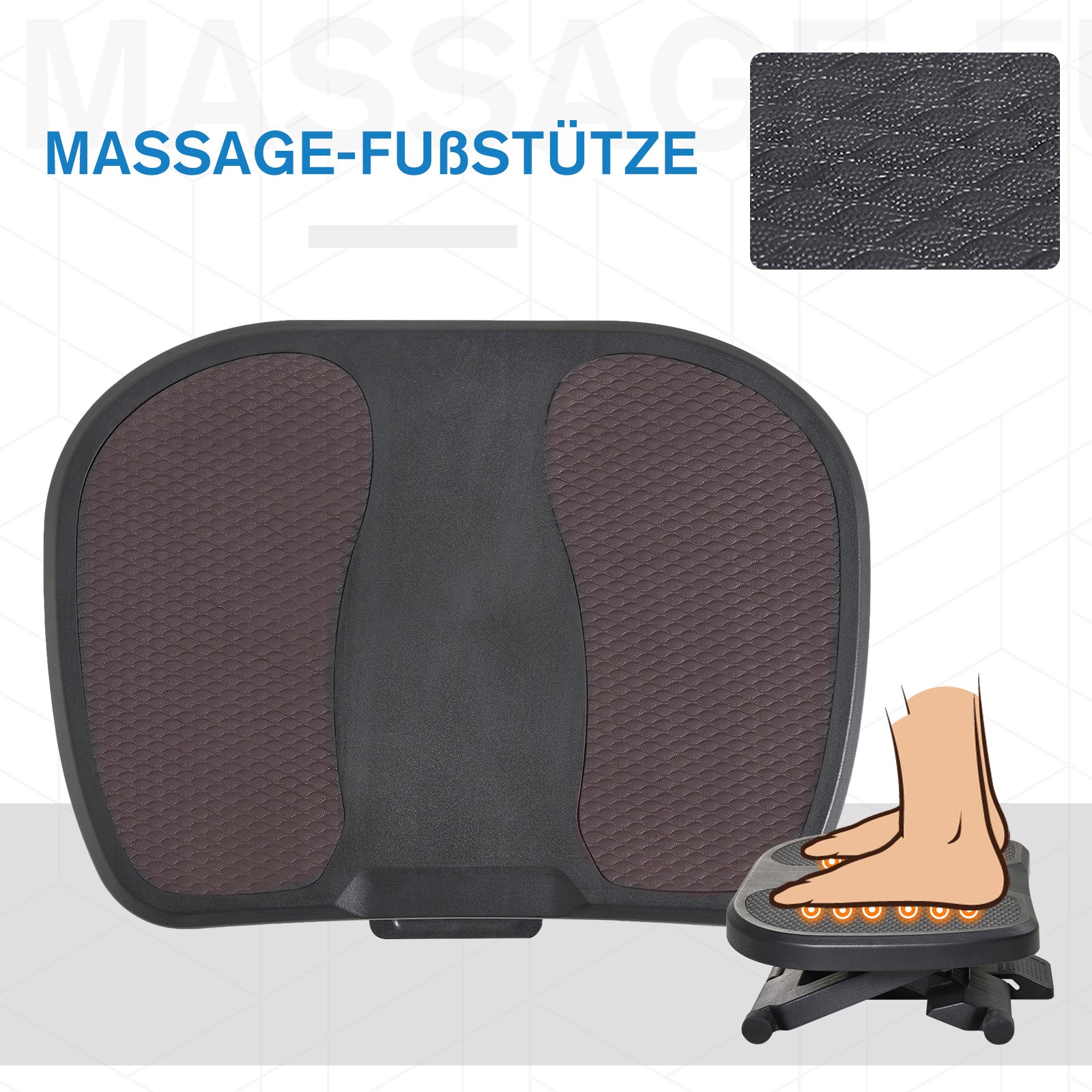 Desk Footrest Ergonomic 3 Level Adjustable Footrest Non-Slip Footstool with Massage Function Footstool for Home Office, Home, Office