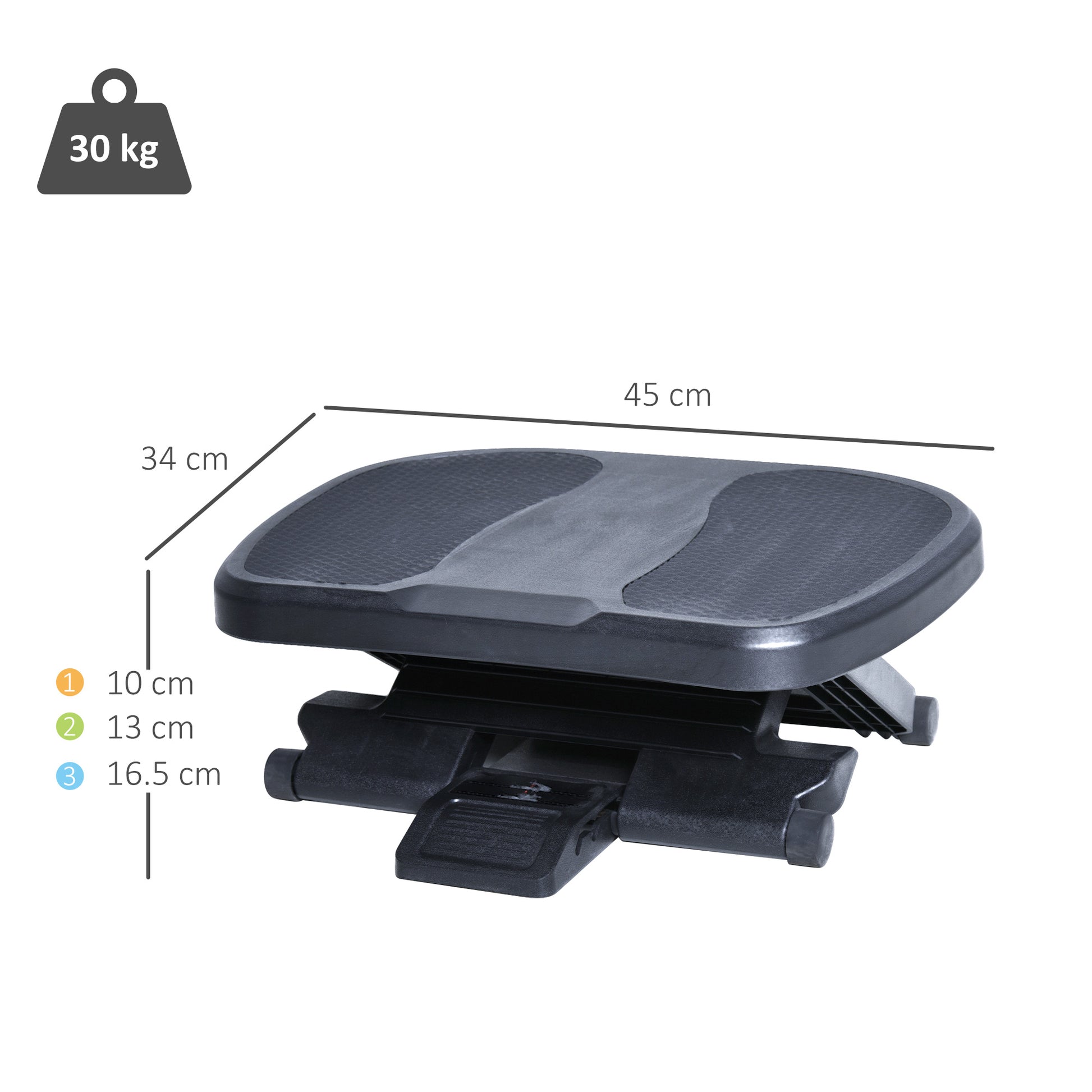 Desk Footrest Ergonomic 3 Level Adjustable Footrest Non-Slip Footstool with Massage Function Footstool for Home Office, Home, Office