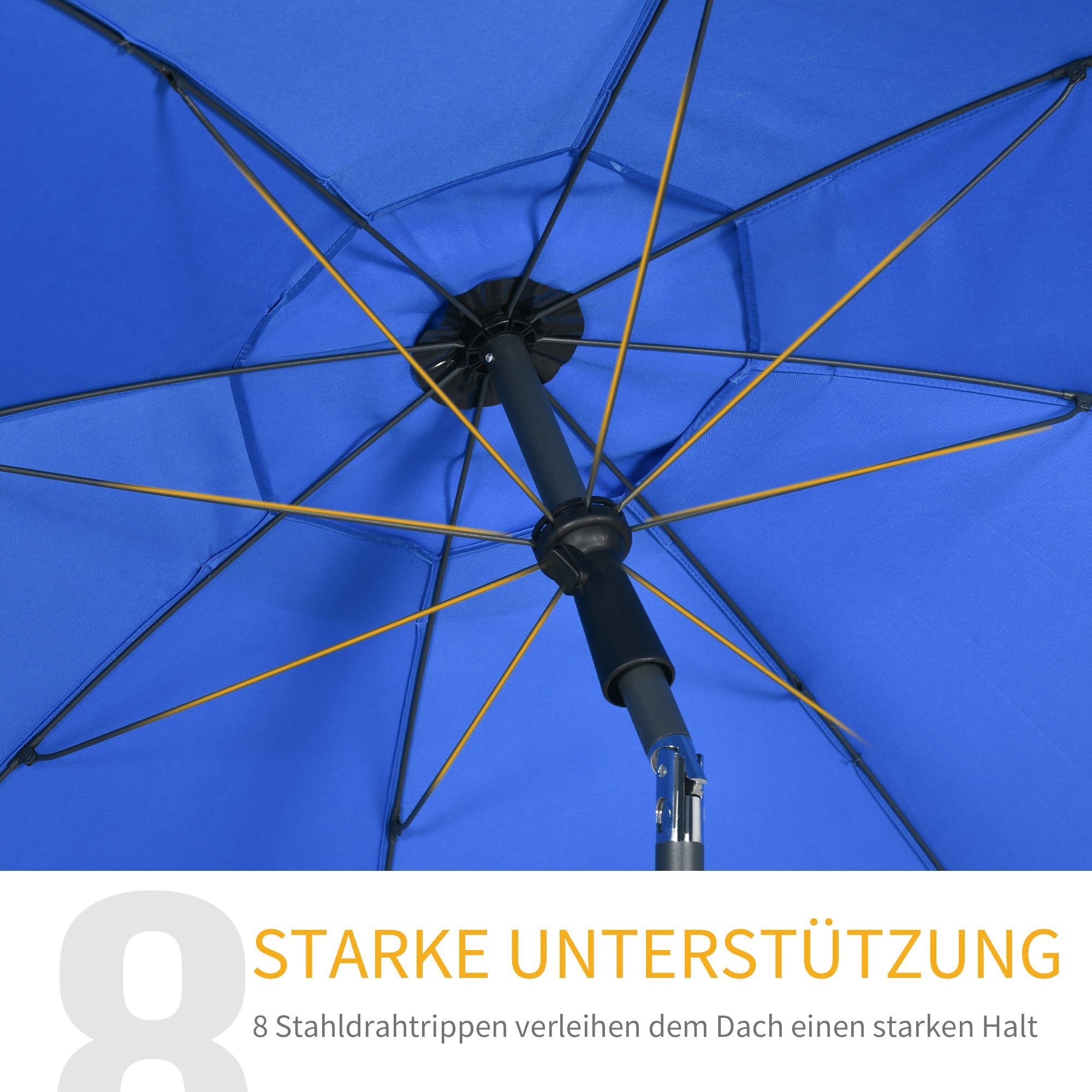 Beach Umbrella Ø180 cm UV 50+ Windproof Stable Beach Umbrella with UV Protection Stormproof Balcony Umbrella Foldable Garden Umbrella Safe Sun Protection for Travel Beach Balcony Camping Blue