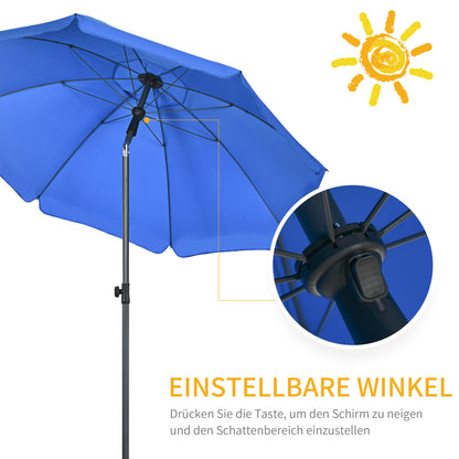 Beach Umbrella Ø180 cm UV 50+ Windproof Stable Beach Umbrella with UV Protection Stormproof Balcony Umbrella Foldable Garden Umbrella Safe Sun Protection for Travel Beach Balcony Camping Blue