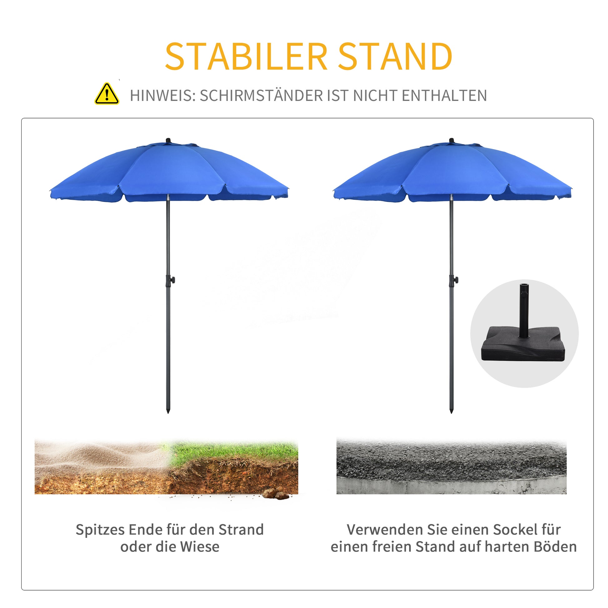 Beach Umbrella Ø180 cm UV 50+ Windproof Stable Beach Umbrella with UV Protection Stormproof Balcony Umbrella Foldable Garden Umbrella Safe Sun Protection for Travel Beach Balcony Camping Blue
