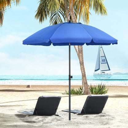 Beach Umbrella Ø180 cm UV 50+ Windproof Stable Beach Umbrella with UV Protection Stormproof Balcony Umbrella Foldable Garden Umbrella Safe Sun Protection for Travel Beach Balcony Camping Blue
