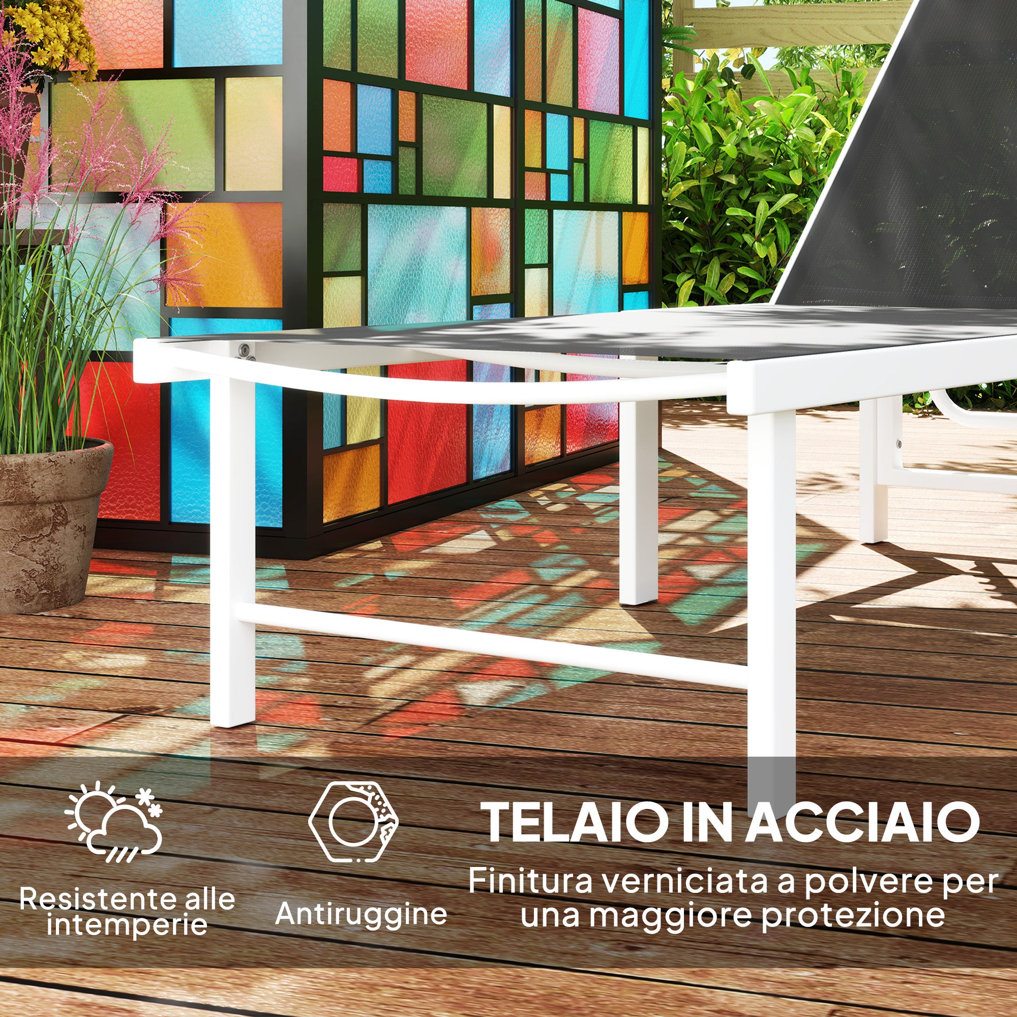 Sun Lounger with Adjustable 5-Level Backrest, Garden Sun Lounger with Breathable Steel and 550g/m² Textilene Seat, for Beach, Pool, and Garden, 60x166x84 cm, Gray