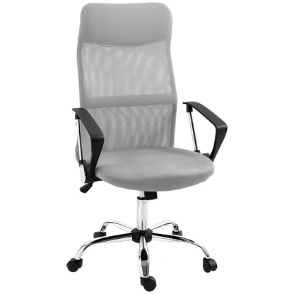 Mesh Office Chair Reclining Swivel Desk Chair with Adjustable Height Breathable Back and Seat Load 120 kg for Study Light Gray