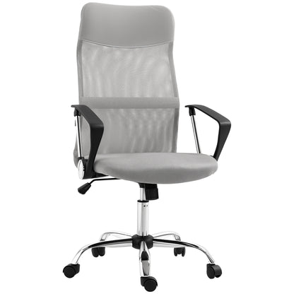 Mesh Office Chair Reclining Swivel Desk Chair with Adjustable Height Breathable Back and Seat Load 120 kg for Study Light Gray