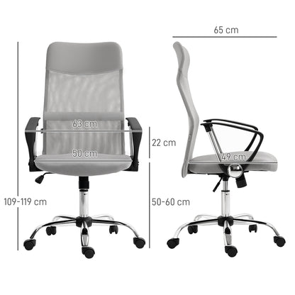 Mesh Office Chair Reclining Swivel Desk Chair with Adjustable Height Breathable Back and Seat Load 120 kg for Study Light Gray