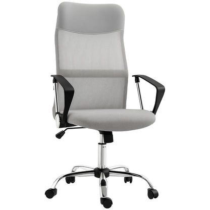 Mesh Office Chair Reclining Swivel Desk Chair with Adjustable Height Breathable Back and Seat Load 120 kg for Study Light Gray