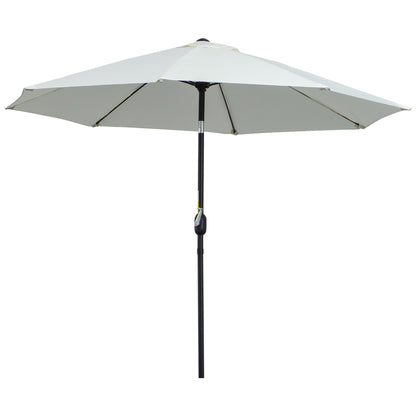 Garden Umbrella Tilted on 3 Angles with Crank, Outdoor Umbrella with 8 Aluminum Ribs and 180g/㎡ Polyester, for Yard, Terrace, and Balcony, Cream