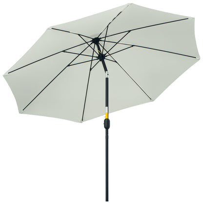 Garden Umbrella Tilted on 3 Angles with Crank, Outdoor Umbrella with 8 Aluminum Ribs and 180g/㎡ Polyester, for Yard, Terrace, and Balcony, Cream
