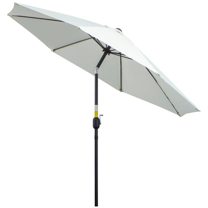 Garden Umbrella Tilted on 3 Angles with Crank, Outdoor Umbrella with 8 Aluminum Ribs and 180g/㎡ Polyester, for Yard, Terrace, and Balcony, Cream