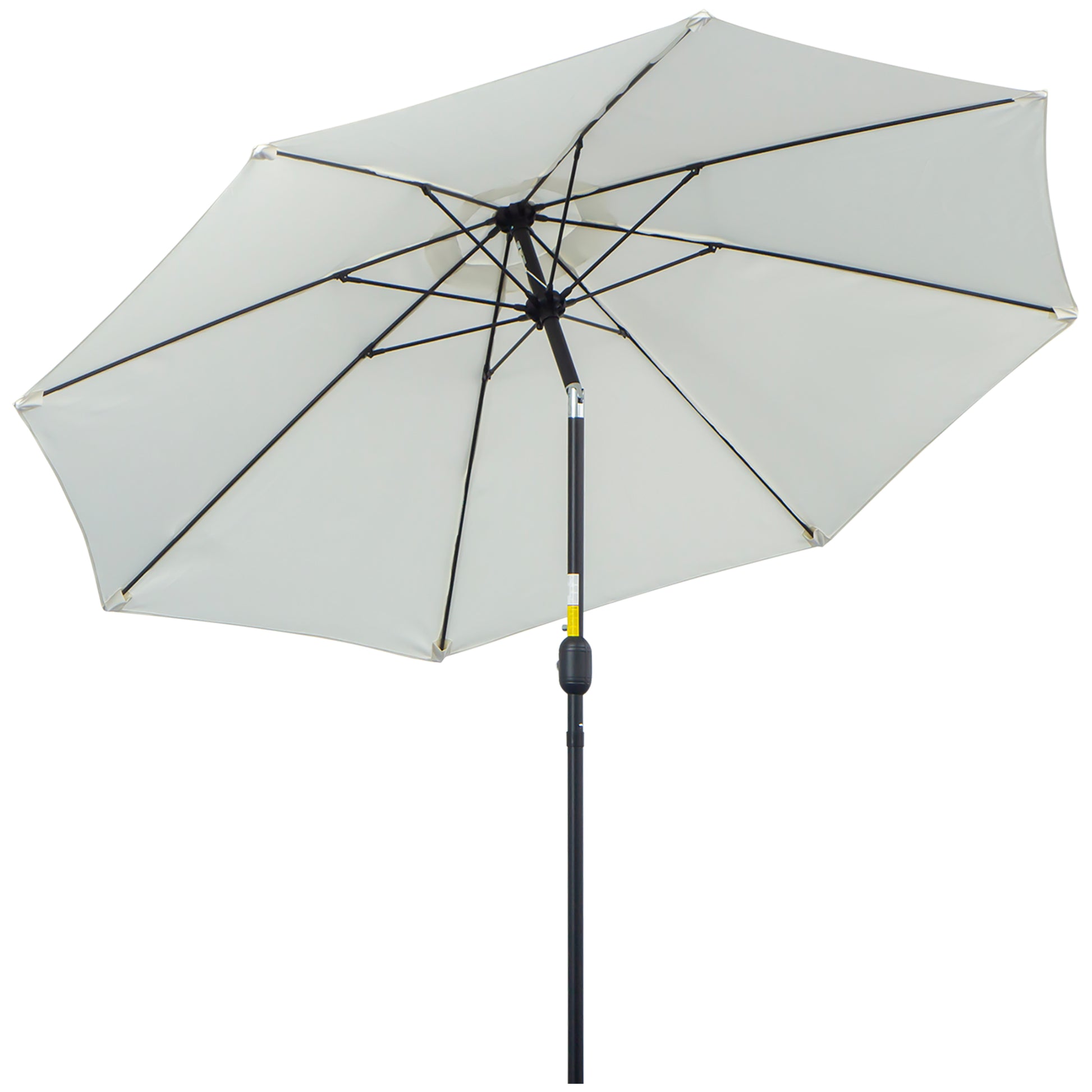 Garden Umbrella Tilted on 3 Angles with Crank, Outdoor Umbrella with 8 Aluminum Ribs and 180g/㎡ Polyester, for Yard, Terrace, and Balcony, Cream