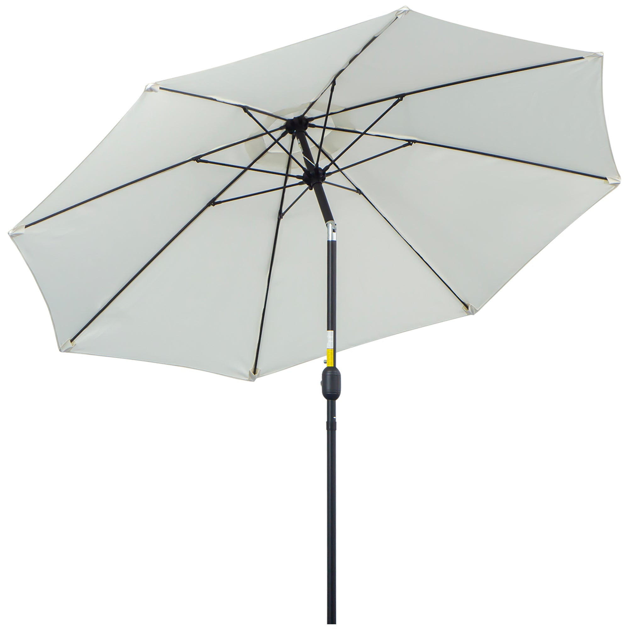 Garden Umbrella Tilted on 3 Angles with Crank, Outdoor Umbrella with 8 Aluminum Ribs and 180g/㎡ Polyester, for Yard, Terrace, and Balcony, Cream
