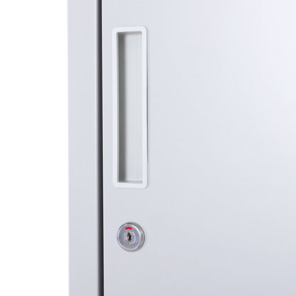Metal Cabinet Locker with 2 Compartments, Lockable Storage Cabinet with 2 Keys, 4 Shelves, 38 x 46 x 180 cm, Gray