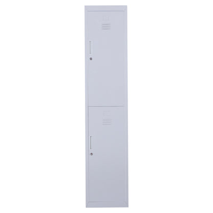 Metal Cabinet Locker with 2 Compartments, Lockable Storage Cabinet with 2 Keys, 4 Shelves, 38 x 46 x 180 cm, Gray