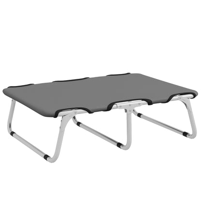 Outdoor Dog Cot, Foldable Elevated Dog Bed for Small Dogs, Cooling Pet Cot with Steel Frame, Pet Bed for Outdoor Camping, 71 x 58 x 20 cm, Gray