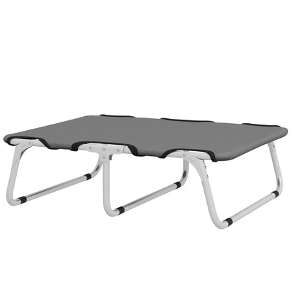 Outdoor Dog Cot, Foldable Elevated Dog Bed for Small Dogs, Cooling Pet Cot with Steel Frame, Pet Bed for Outdoor Camping, 71 x 58 x 20 cm, Gray