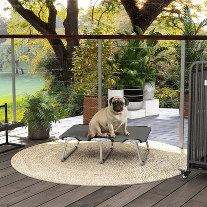 Outdoor Dog Cot, Foldable Elevated Dog Bed for Small Dogs, Cooling Pet Cot with Steel Frame, Pet Bed for Outdoor Camping, 71 x 58 x 20 cm, Gray