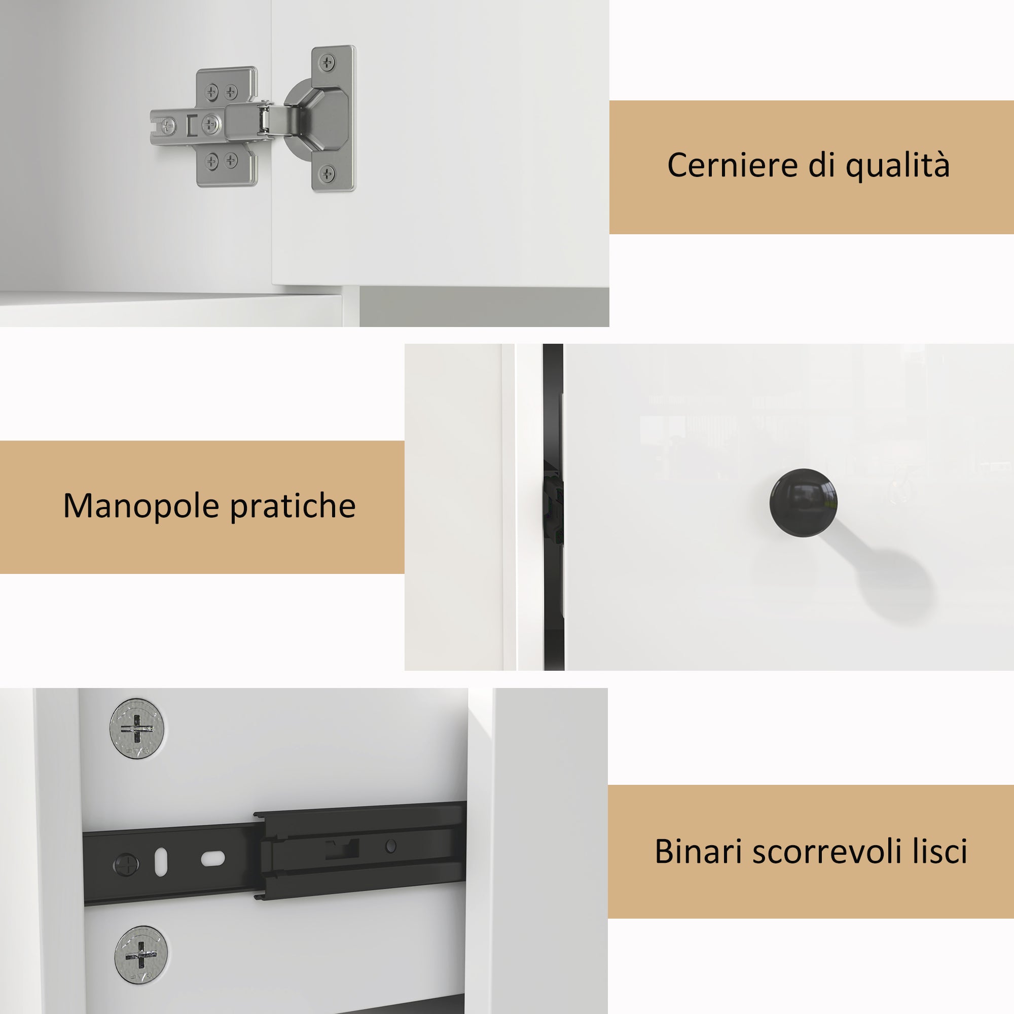Space-Saving Bathroom Column with 2 Cabinets, 3 Open Shelves, and Drawer, Bathroom Cabinet with 8-Level Adjustable Shelves in Wood, 20x20x178 cm, White