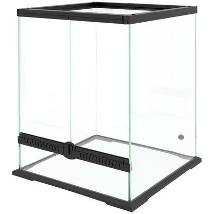 Terrarium for Reptiles Reptile Feeding Box with Anti-Escape Design, Ventilation 120L Glass Terrarium with Cable Management for Amphibians Spider Metal Black 45 x 45 x 60 cm