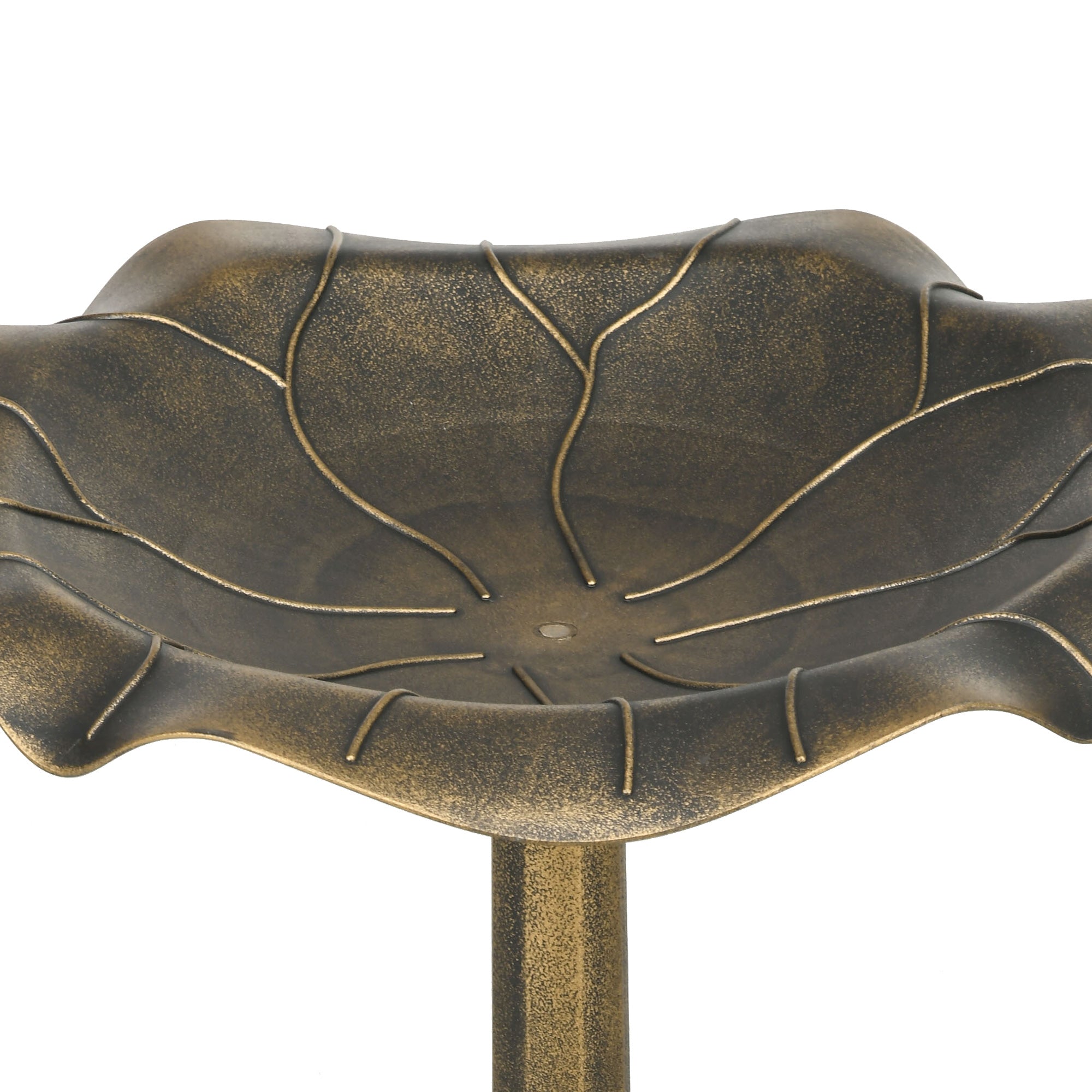 Bird Bath, Bird Feeder for Birds in Lotus Leaf Shape Basin, dim. Ø 50 x 71H cm Polypropylene Antique Bronze