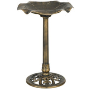 Bird Bath, Bird Feeder for Birds in Lotus Leaf Shape Basin, dim. Ø 50 x 71H cm Polypropylene Antique Bronze