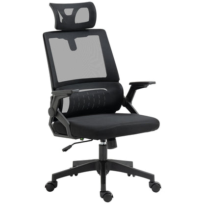 Ergonomic Office Chair, Desk Chair with Adjustable Headrest, Height-Adjustable Armrest Computer Chair with Tilt Function, Lumbar Support, Mesh, Black