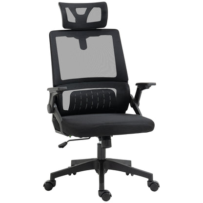 Ergonomic Office Chair, Desk Chair with Adjustable Headrest, Height-Adjustable Armrest Computer Chair with Tilt Function, Lumbar Support, Mesh, Black