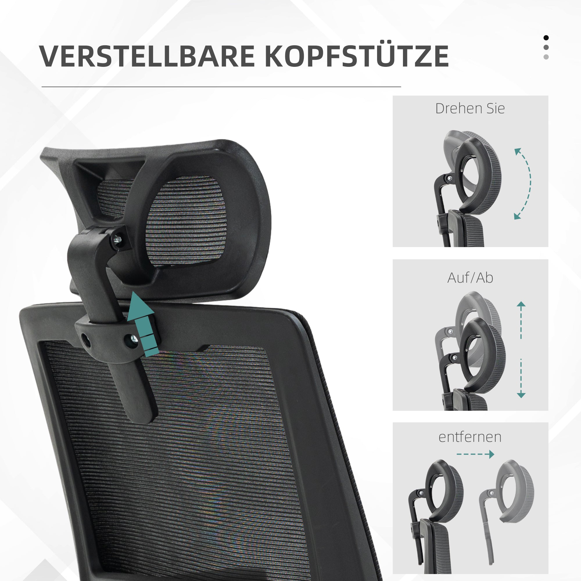 Ergonomic Office Chair, Desk Chair with Adjustable Headrest, Height-Adjustable Armrest Computer Chair with Tilt Function, Lumbar Support, Mesh, Black
