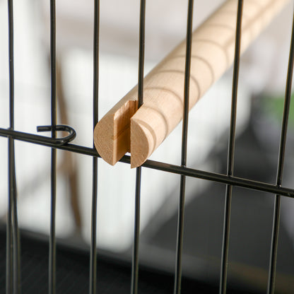 Bird Cage with Wheels Large 2-Tier Bird Aviary with Removable Trays Feeders Perches for Canaries Budgies 51.5x50x140 cm Black