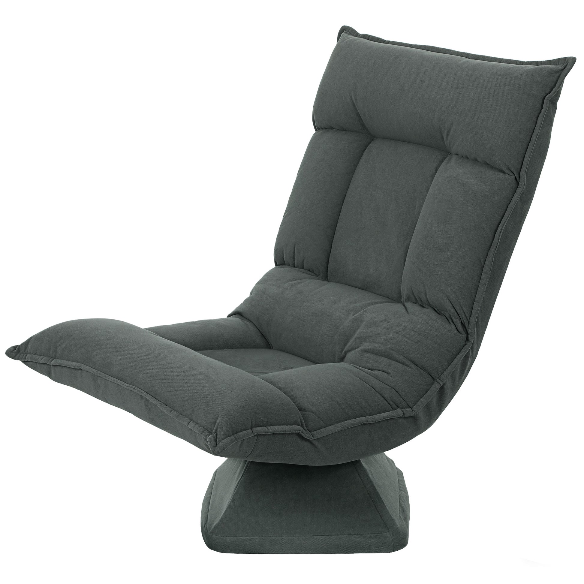 Floor Chair 360° Swivel Floor Seat with 5-Position Adjustable Backrest, Foldable Floor Sofa Meditation Chair Padded Lazy Sofa for Living Room Gaming & Reading Dark Gray