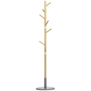 Bamboo Coat Rack Freestanding Coat Tree Stand with 8 Hooks for Hanging Clothes Bags Tree-Shaped Coat Rack Ø37.8x175.6 cm Natural and Gray