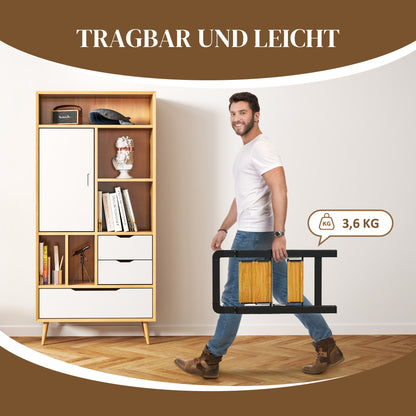 Step Ladder Folding Step Stool with 2 Steps Handle, Non-Slip Platform up to 150 kg Load Capacity Aluminum Black 44.5 x 48 x 86.3 cm