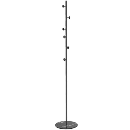 Free Standing Coat Rack with 6 Disc Hooks and Slate Base, Steel Coat Stand for Entryway and Bedroom, Black